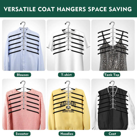 Multi Level Space Saving Closet Hangers With Plush Non Slip Foam Coating And Heavy Duty Black Steel Arms Hang Tight To Your Favorite Knits And Tees Without Shoulder Indents While Maximizing Rack Real Estate