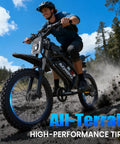 Rider on a Powerful 2000W Electric Dirt Bike For Adults With 48V 18Ah Battery 110Nm Torque Pedal Assist Up To 100 Miles