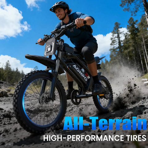 Rider on a Powerful 2000W Electric Dirt Bike For Adults With 48V 18Ah Battery 110Nm Torque Pedal Assist Up To 100 Miles