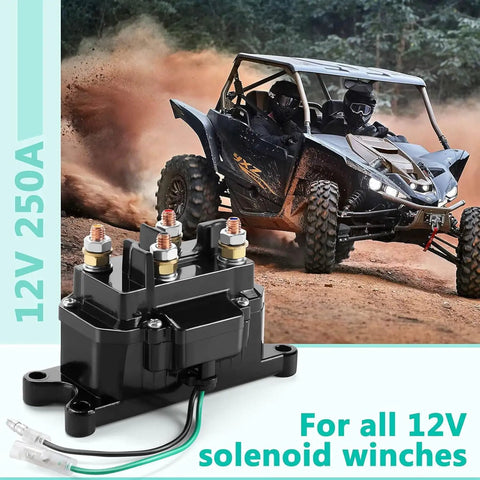 12V 250A Winch Solenoid Relay Contactor Replacement For ATV UTV 2000 To 5000 Lbs Winches with Six Protective Caps