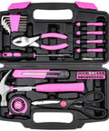40 Piece Pink Home Tool Set With Plastic Toolbox Storage Case For Quick Home Repairs, Easy Furniture Assembly And Picture Hanging