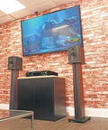 Pair 36 Inch Speaker Stands Built To Last With 100 Lb Capacity, Fixed Height, Cable Management in home theater setup