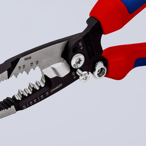 Pro Grade Multifunction Wire Stripper Pliers For Electricians With Two Component Ergonomic Handles And Multicolored Finish Eight Inch Tool