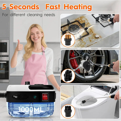 Badass Steam Cleaner For Home Use 2500W Portable Handheld Steamer with 1000ml tank for fast heating and various cleaning needs.