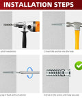 Installation steps for Heavy Duty Door Hinge Repair Screws With Expanding Drywall Anchors, featuring drill, anchor insertion, and hammer use.