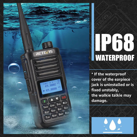 Rugged Dual Band Handheld Radio With IP68 Waterproofing, 2500mAh USB-C Battery, CHIRP Compatible Walkie Talkie