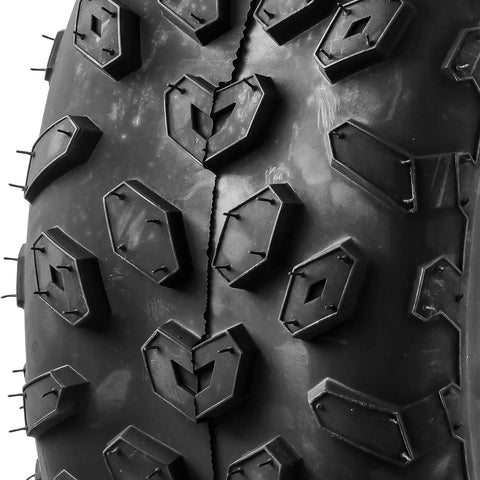 Close-up of tread pattern on All Terrain ATV Tires 19x7-8 4-Ply Tubeless, Great For Mud And Sand, Ready To Roll On Off Road Trails