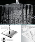 Big 10 Inch Square Rain Shower Head With Handheld Spray, high-pressure rainfall, chrome finish, close-up of water flow