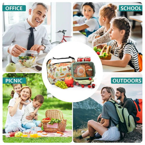 Cowboy Themed Insulated Lunch Bag Tote For Women And Men, Leakproof Reusable Lunch Box With High Capacity shown in various settings