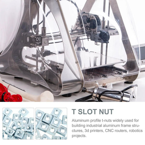 Smooth Glide Industrial Grade Carbon Steel T Slot Nuts 40 Pack sliding on a CNC router for quick rig assembly.