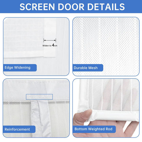 Screen detailing of the Magnetic Screen Door For 32x80 Inch Openings, 34x82 Inch Heavy Duty Mesh With Magnets For Sliding Glass Doors.