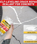 Self Leveling Concrete Crack Filler for Driveways and Patios Fast Drying Cement Repair applied to cracks in pavement.