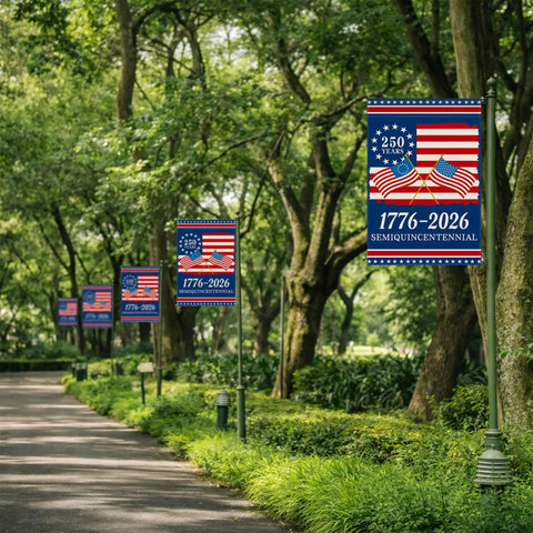 250th Anniversary America Garden Flag Double Sided USA Flag 1776 2026 Commemorative Patriotic Banner for Yard 12 by 18 Inch on walkway