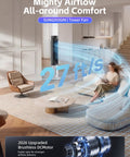 Room with 40 Inch Tower Portable Evaporative Cooler With Remote For Indoor Use, showing airflow and comfortable seating area.