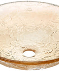 15 Inch Champagne Gold Vessel Sink Bowl For Modern Bathrooms Dope Glass With Scratch-Resistant Finish IAPMO Certified UPC CUPC Approved Made In USA One Half Inch Thick Rim And Four Inch Depth