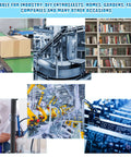 Industrial and home applications showing machinery, bookshelves, and DIY projects. Ten Pieces Of 1000 MM 2020 Aluminum Extrusion European Standard Anodized Linear Rail For DIY CNC Workbench And 3D Printer Parts Black T Style Ideal For Makers And Hobbyists Building Custom Frames And Rigs.