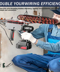 Heavy Duty Cordless Cable Puller With Wireless Brushless Motor For Easy Pipe Threading And Wall Wiring Jobs On Conduit Or Communication Lines Made Simple in use with wire.