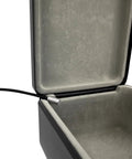 Open view of Sturdy Steel Safe Box With 3 Digit Combination Lock And Security Cable Black Compact 20 x 15 x 6 Cm Perfect For On The Go Or Home Use Durable Metal Construction Delivers Quick Access And Secure Storage showing interior lining and cable attachment.
