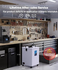 Industrial Laser Fume Extractor With H13 HEPA Filtration Designed For Active Soldering Workspaces Offers Legit Heavy Duty Suction, white 17.7in tall.