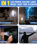 Three Pack LED Power Failure Lights 4 In 1 Rechargeable Plug In Flashlights With Motion Sensor Emergency Lights for various uses