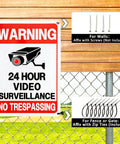 2 Pack No Trespassing Signs For Private Property With Round The Clock Video Surveillance Reflective Aluminum UV Protected Waterproof Security Camera Signs For Home Yard Fence Driveway 10 By 7 Inches, fence mounted
