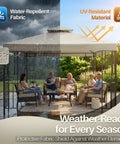 12x12 Ft Gazebo Replacement Canopy Top Double Tier Roof With UV30 Protection Water Dirt Resistant For Outdoor Use installed
