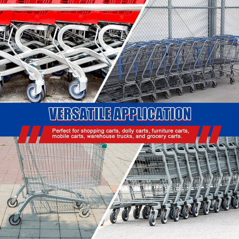 8 Pack 5 Inch TPU Silent Shopping Cart Wheels Kit With Dual Ball Bearings For Grocery Carts Blue Replacement Casters