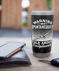 Insulated Stainless Steel Tumbler For Sailplane Pilots And Glider Fans Soaring Sky Aviation Gift with sailplane print on table.
