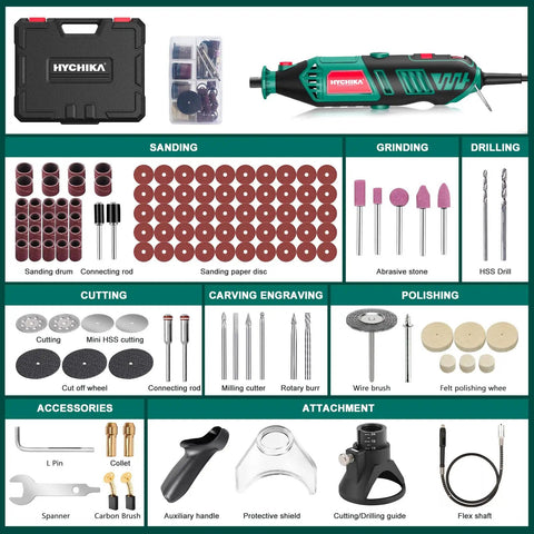 Six Speed Rotary Tool Kit With A 170W Motor, 173 Accessories, Four Attachments, And A Sturdy Case For DIY Crafting And Home Projects From Cutting And Sanding To Polishing, Drilling, And Engraving