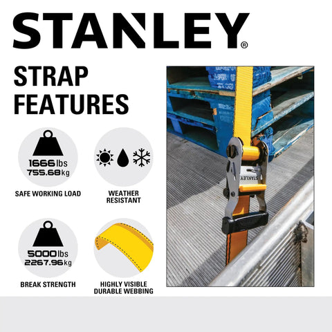 Image showing Heavy Duty Ratchet Tie Down Straps 1.5 Inch By 16 Foot 5000 Lb Load Rating in use with durable webbing and ratchet.