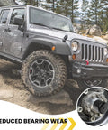4 Pack 1.98 Inch Bearing Rubber Caps For Trailer Wheel Hub Dust Cover Replacement shown on off-road vehicle wheel.