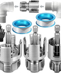 Heavy Duty 3PCS Carbon Steel Pipe Threading Tool Kit For 1/2 3/4 And 1 Inch PVC Pipes with threading dies and gloves.