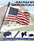 All American Outdoor Flag Kit With Heavy Duty 5 Ft Aluminum Pole 3x5 Ft Embroidered US Flag No Tangle Spinning Rings