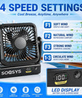 Ultra Slim Cruise Approved Magnetic Fan With 5000Mah Battery 4 Speed Rechargeable Ceiling Fan showcasing digital display and compact design.