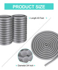 Three Quarter Inch Foam Backer Rod For Gaps And Joints, Forty Feet Long, coiled gray foam showing size dimensions.