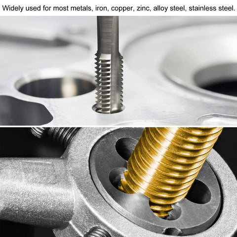 Tap And Die Set 1/2-20 UNF Left Hand Thread Tap And Die Kit For Nut, Screw, And Bolt Repair in use on metal surface