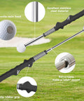 Retractable Golf Swing Training Aid For Beginners With Instant Click Feedback and non-slip rubber grip on grass