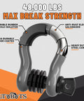 Heavy Duty 3/4 Inch D Ring Shackles With 7/8 Screw Pin And Isolator Washer Kit For Offroad Vehicle Recovery, 48,000 lb