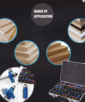 Thirty Five Piece 1/4 Inch Carbide Router Bit Set With Rugged Carry Case showcasing various wood profiles and router bits.
