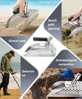 Heavy Duty Metal Detecting Sand Scoop For Beach Finds And Water Treasure Hunting, Fast Sifting Stainless Steel Digging Shovel