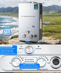 Ultra Lightweight Killer 8 Liter Portable Propane Water Heater with digital controls and seasonal switch for outdoor use.