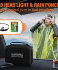 Roadside Emergency Car Tool Kit with headlamp, rain poncho, and gear bag, ideal for men and women to handle breakdowns on the go.