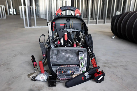 HVAC Pro Kit 32 Piece Service Installation And Fabrication Set With VETO Tech Pac Backpack and tools displayed on a concrete floor