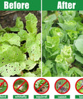 "Ultra Fine Garden Netting 10x33ft Mosquito Bird Barrier For Fruits Veggies And Flowers showing before and after protection from pests."