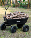 Heavy Duty Poly Yard Dump Cart With Flat Free 10 Inch Tires, 4 Cu Ft Bed, 180 Degree Rotating Handle, 600 Lb Capacity