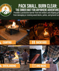Under Grill Fire Pit Mat For Outdoor Deck And Grass Protection in various outdoor settings, showcasing usage on decks and patios.