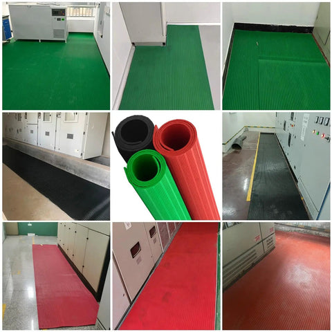 Heavy Duty High Voltage Insulated Floor Mat For Electrical Work 2m By 1m By 8mm Dielectric Safety Rubber Mat in various colors and settings