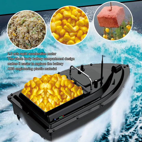 RC Bait Boat For Fishing With One Hand Remote, 2.4GHz Wireless Control, 300 Meter Range, 2Kg Load Capacity, loaded with bait
