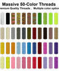 All-In-One Sewing Kit For Adults And Beginners, 295-Piece Pro-Grade Portable Mending Set, 50 color thread spools displayed