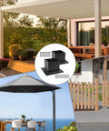 Collage showing outdoor structures with 4x4 Post Base Bracket Two Pack, With Preinstalled Fasteners For Easy No Tool Assembly, Pergola Support Stand